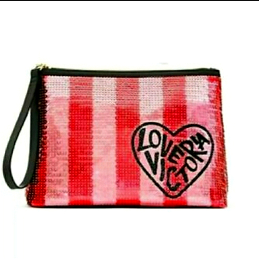 Victoria's Secret Sequins Wristlet/ Cosmetic Bag
